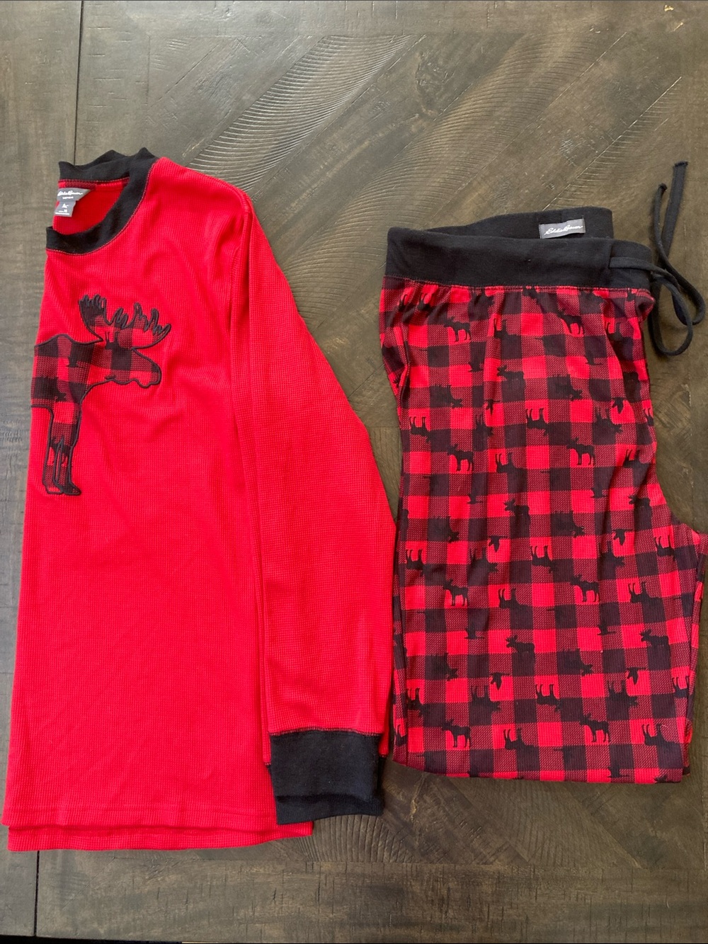 Men’s XL Cherokee Red and Black Moose Plaid Pajama Set